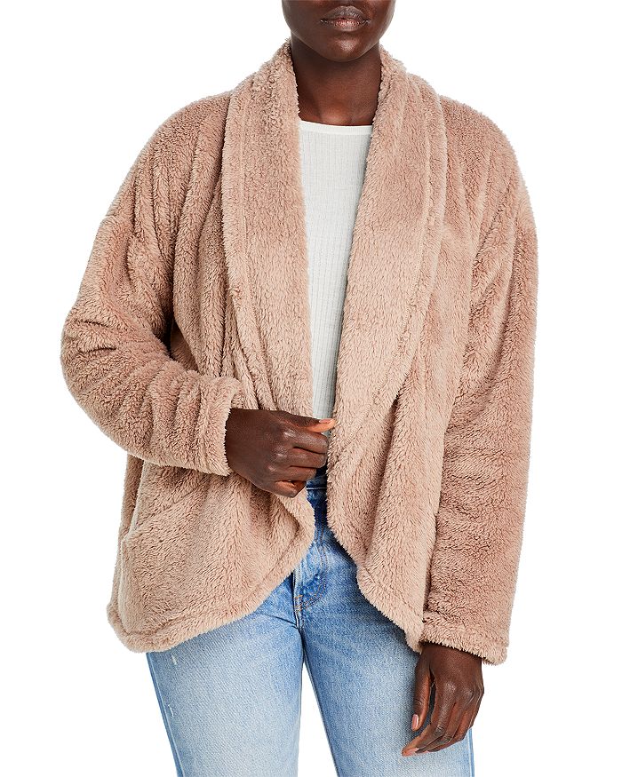 Alison Andrews Faux Sherpa Jacket In Ginger