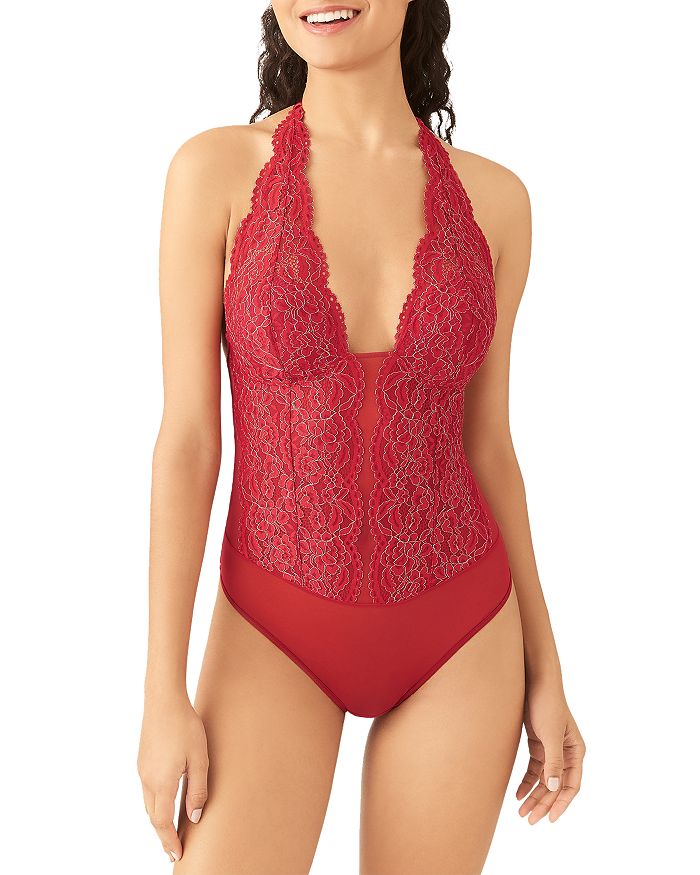 B.tempt'd By Wacoal Ciao Bella Lace Bodysuit In Chili Pepper