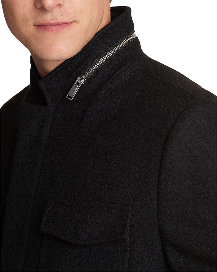 Shop Karl Lagerfeld Faux Shearling Bib Coat In Black