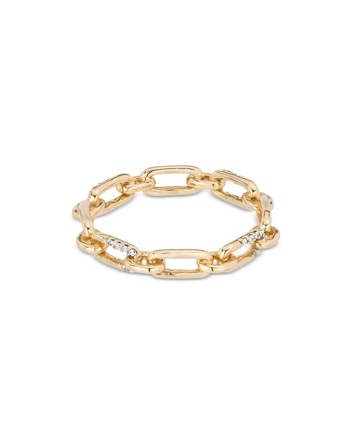 Adina Reyter 14k Yellow Gold Diamond Interlock Link Ring