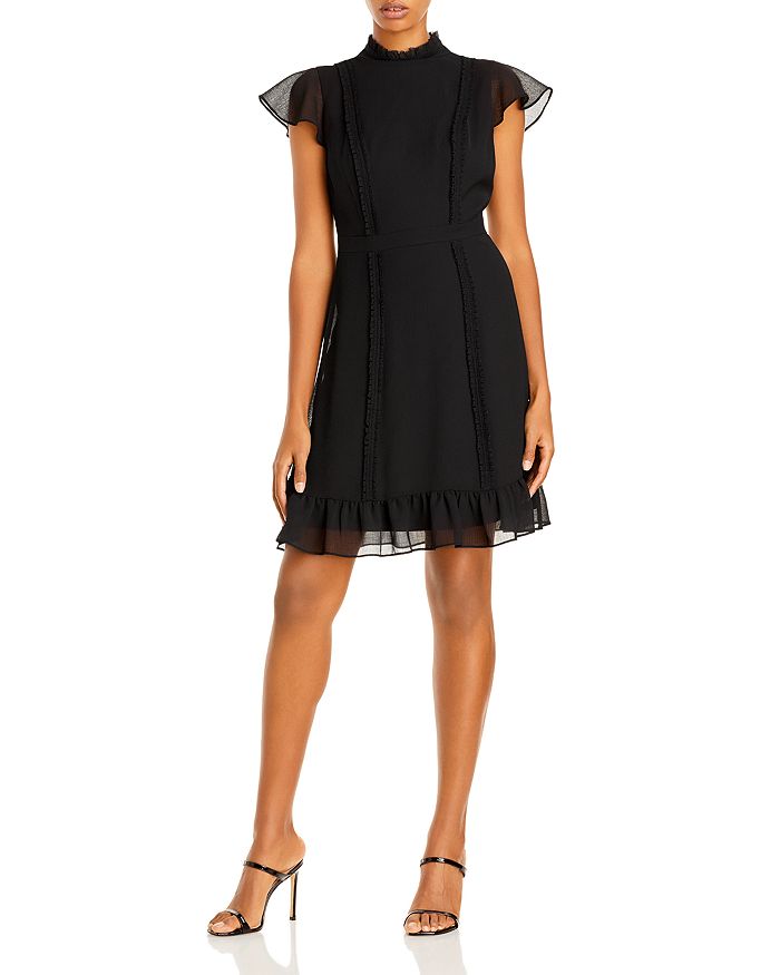 Adrianna Papell Textured Chiffon Ruffle Dress | Bloomingdale's