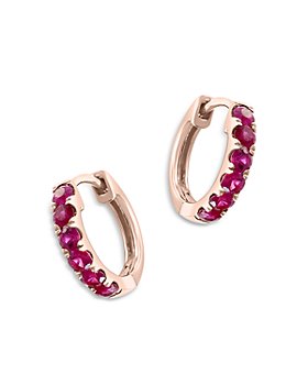 Bloomingdale's - Ruby Mini Hoop Earrings in 14K Rose Gold - 100% Exclusive