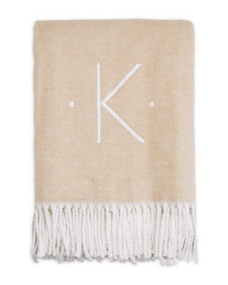 Pezzo Monogrammed Fringe Throw Blanket
