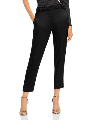 black satin ankle pants