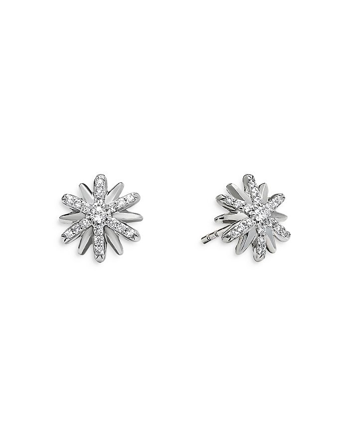 David Yurman - Sterling Silver Petite Starburst Stud Earrings with Diamonds