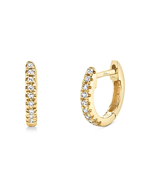 Moon & Meadow 14K Yellow Gold Diamond Tiny Huggie Second Piercing Earrings - 100% Exclusive