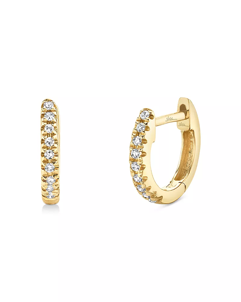 Moon & Meadow 14K Yellow Gold Diamond Tiny Huggie Second Piercing Earrings - Exclusive