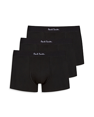 Paul Smith Black Long Plain Boxer Briefs Three Pack In Black