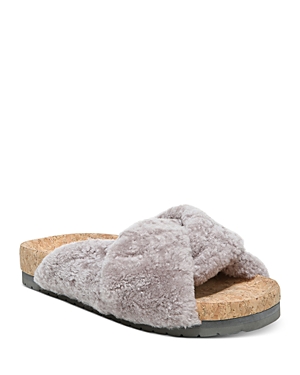 Vince Women's Goran Shearling-trimmed Cork Slides In Marble