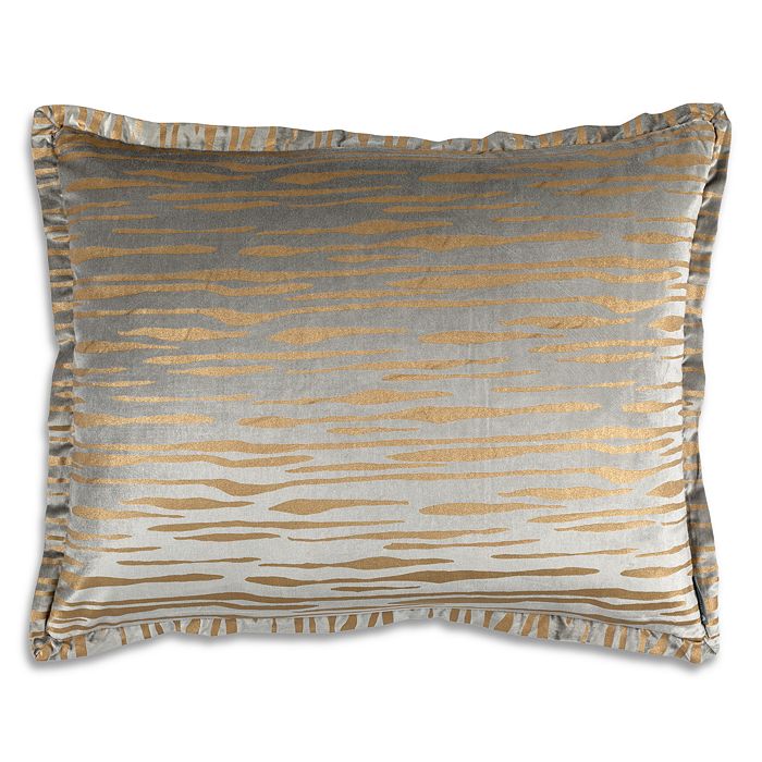 Lili Alessandra Zara Standard Pillow In Light Gray/gold