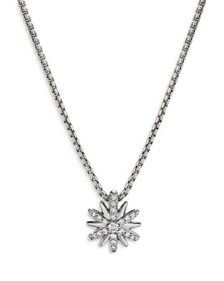 David Yurman Petite Starburst Pendant Necklace with Diamonds, 18