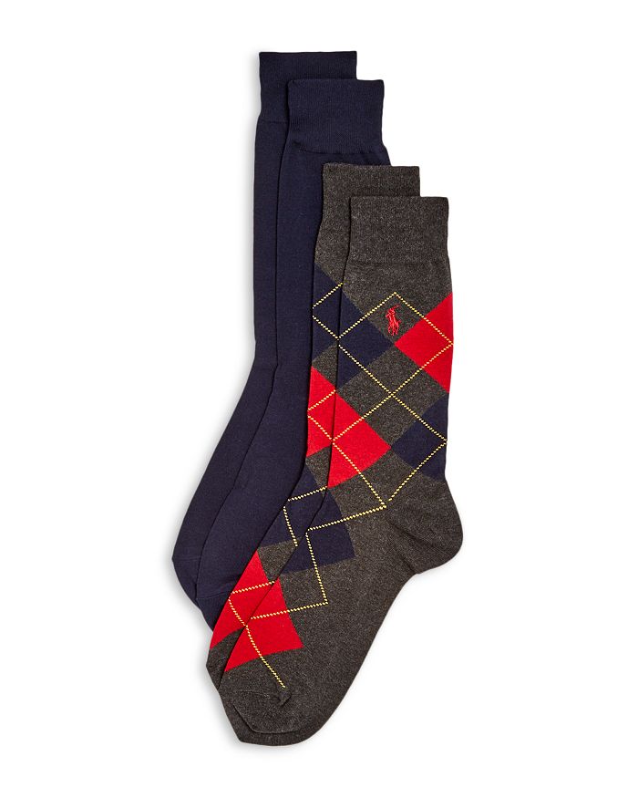 Polo Ralph Lauren Dress Socks - Pack Of 2 In Charcoal/red