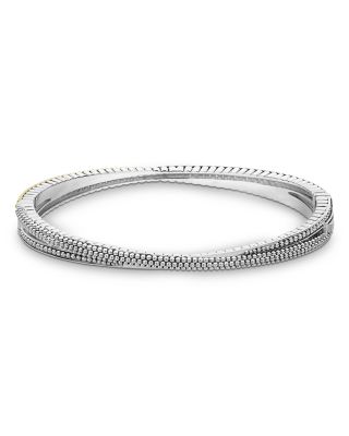 Sterling Silver & 18K Yellow Gold Caviar Lux Diamond Bangle Bracelet
