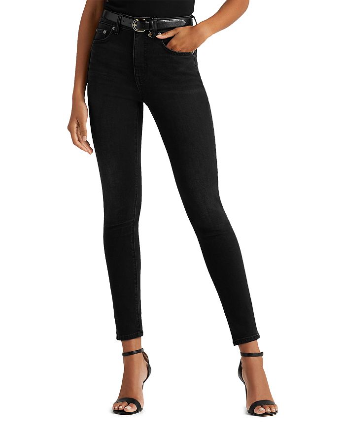 Ralph Lauren High Rise Skinny Ankle Jeans In Empire Black Wash