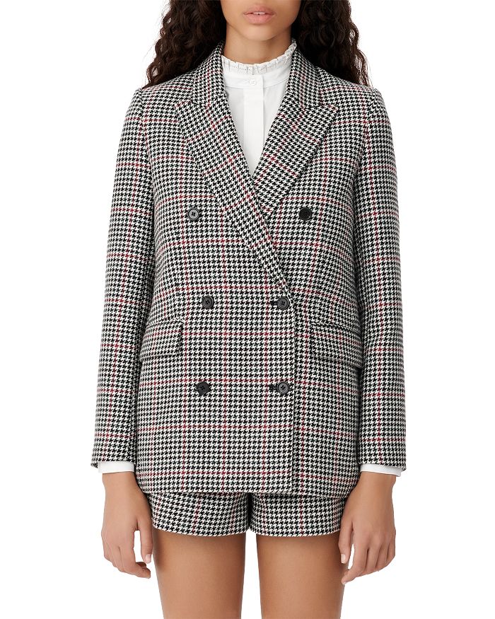 MAJE VOLDITA DOUBLE-BREASTED CHECK JACKET,MFPVE00194