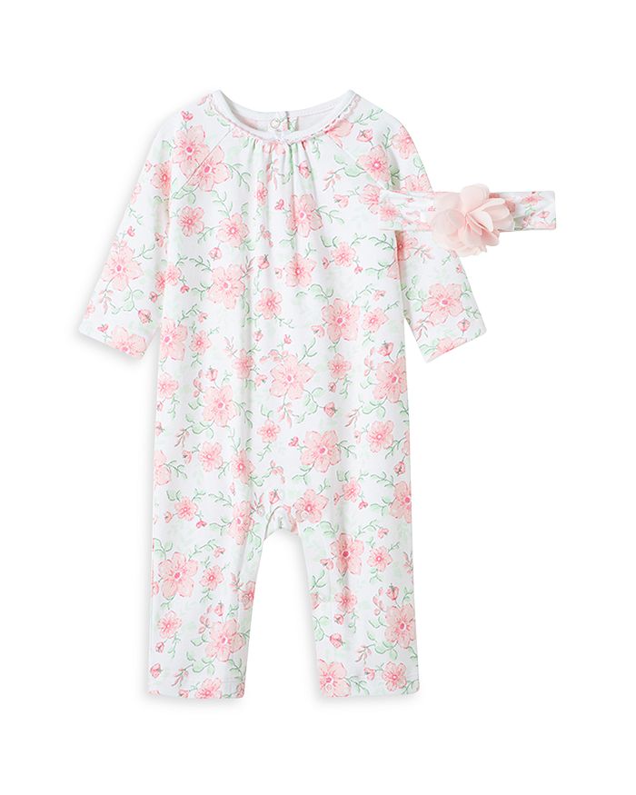 Little Me - Girls' Floral Coverall & Headband Set - Baby