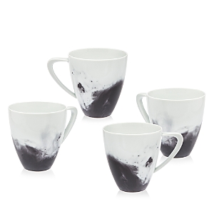 Ricci Argentieri Felice Dinnerware Mugs, Set Of 4 In White/black