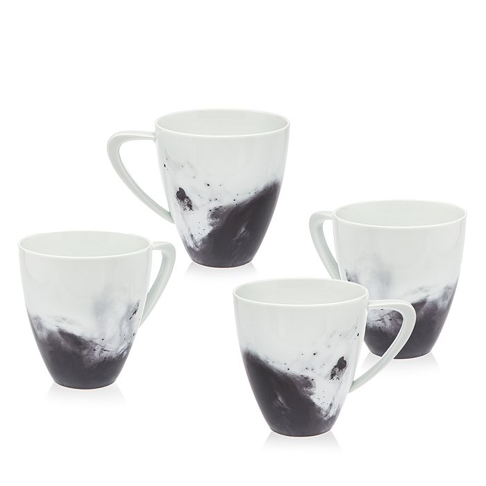Shop Ricci Argentieri Felice Dinnerware Mugs, Set Of 4 In White/black