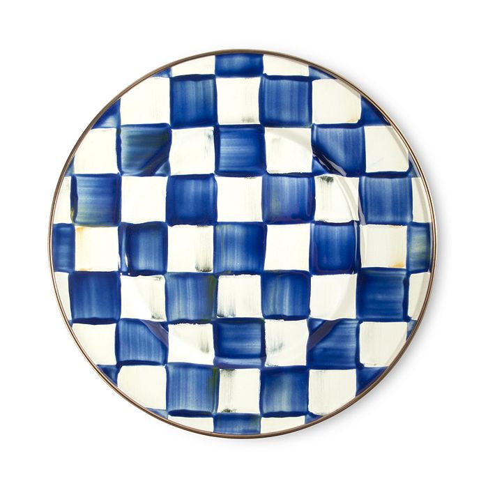Shop Mackenzie-childs Royal Check Salad Plate In Blue/white