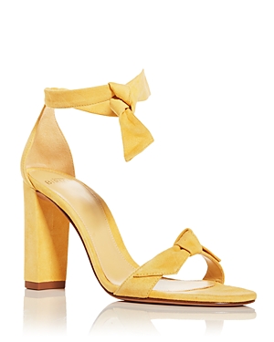 Alexandre Birman Women's Clarita Ankle Tie High Block Heel Sandals In Butter
