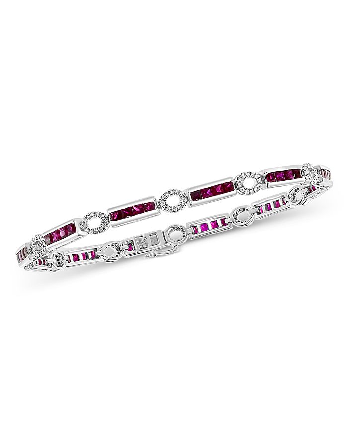 Bloomingdale's Ruby & Diamond Bracelet In 14k White Gold- 100% Exclusive In Red/white