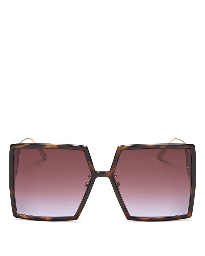 Dior 30montaigne Su Square Sunglasses, 58mm In Dark Havana/chocolate Gradient Indigo