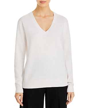 Vince Weekend V Neck Cashmere Sweater In White