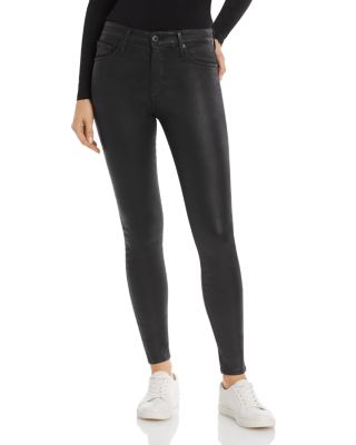 AG Farrah High Rise Faux Leather Ankle Skinny Jeans in Super Black Bloomingdale s