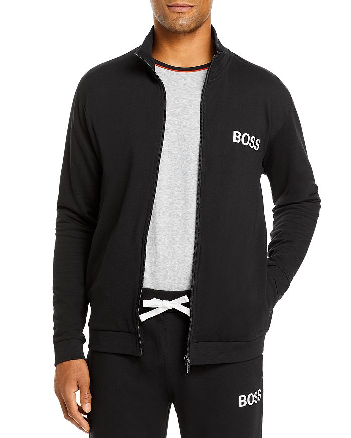 Shop Hugo Boss Boss Ease Zip-front Jacket In Black