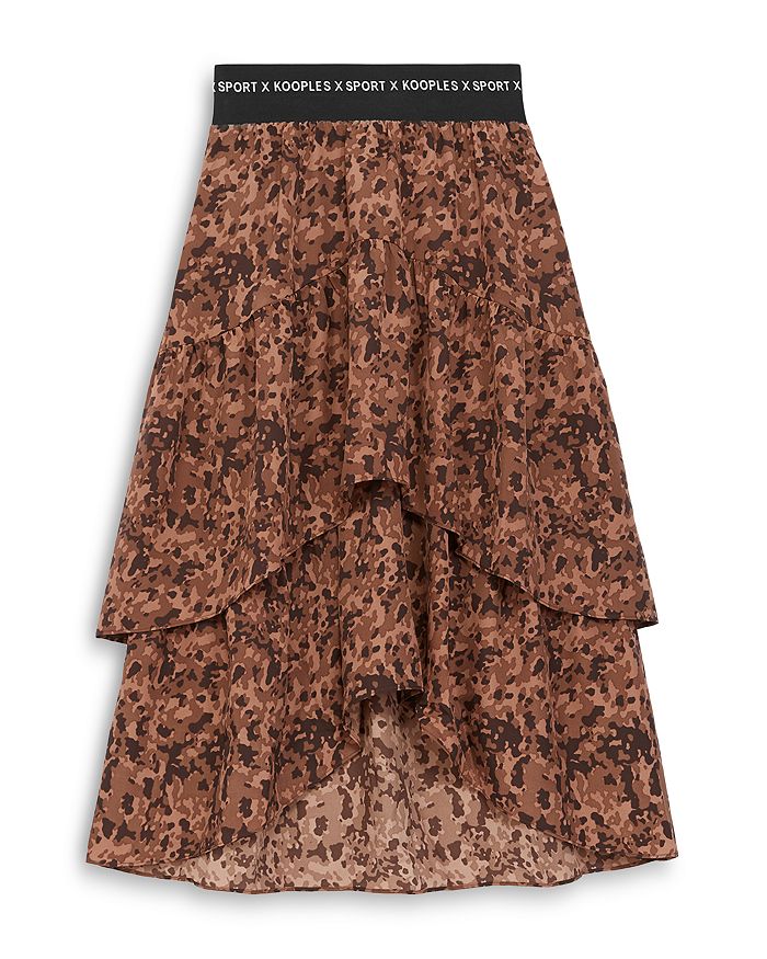 The Kooples Printed Tiered Skirt In Brown