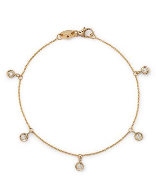 18K Yellow Gold Diamond Five Station Dangle Bracelet