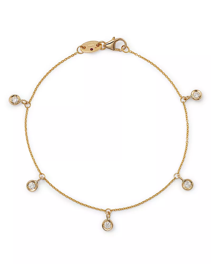 Roberto Coin 18K Yellow Gold Diamond Five Station Dangle Bracelet