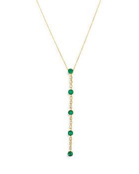 Bloomingdale's - Emerald and Diamond Y Necklace in 14K Yellow Gold, 18" - 100% Exclusive