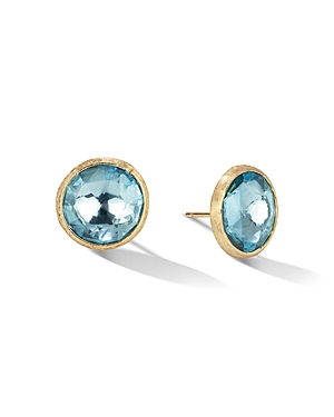 Marco Bicego 18K Yellow Gold Jaipur Color Blue Topaz Large Stud Earrings