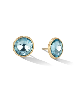 Marco Bicego 18k Yellow Gold Jaipur Color Blue Topaz Large Stud Earrings In Blue Topaz
