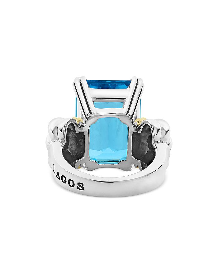 Shop Lagos Sterling Silver & 18k Yellow Gold Glacier Blue Topaz Ring In Blue/silver