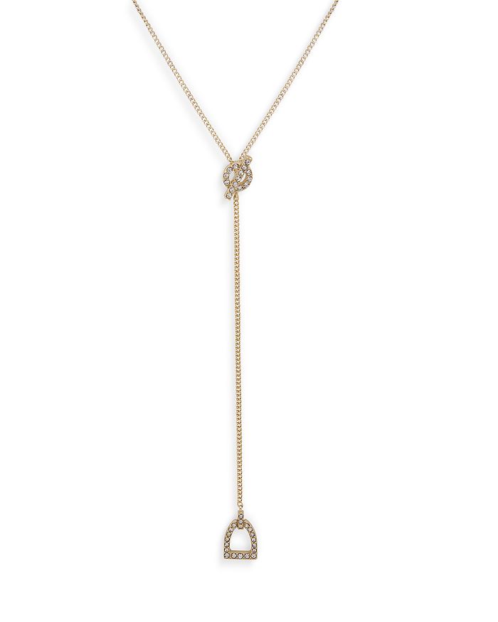 Ralph Lauren Lauren  Stirrup Lariat Necklace, 16 In Gold/crystal
