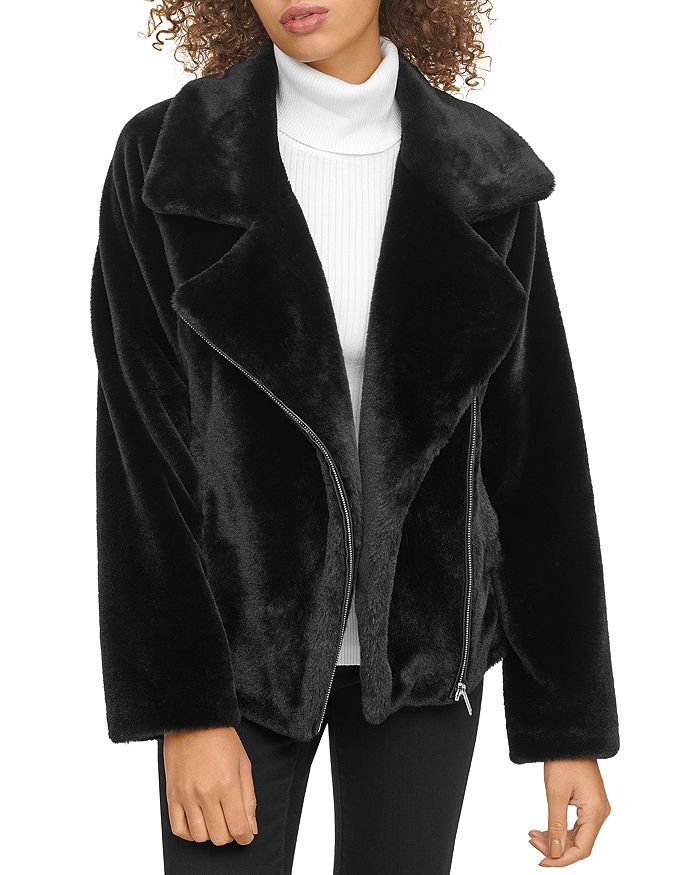 DKNY Faux Fur Moto Jacket | Bloomingdale's
