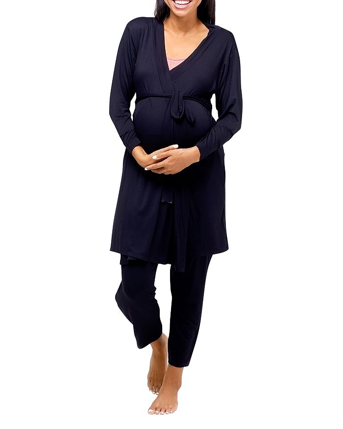 Shop Nom Maternity Second Skin Maternity Robe In Black