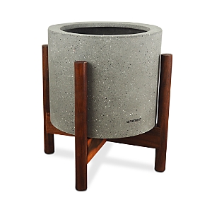 Le Present Century Short Planter, 18h In Gray Matte