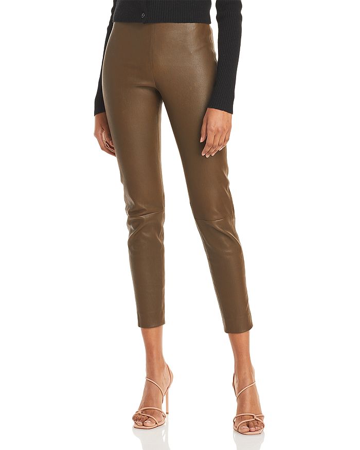 VINCE LEATHER CROPPED PULL ON PANTS,V682021889