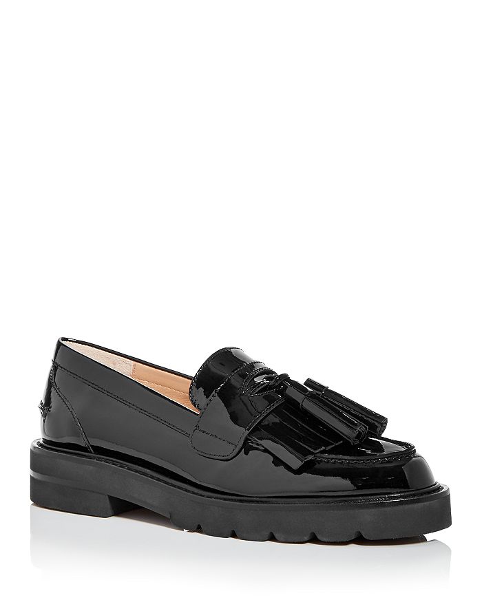 Stuart Weitzman Mila Lift Tassel-embellished Loafers In Black