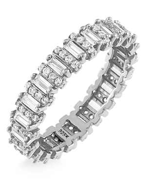 Adinas Jewels Cubic Zirconia Baguette Ring In Silver