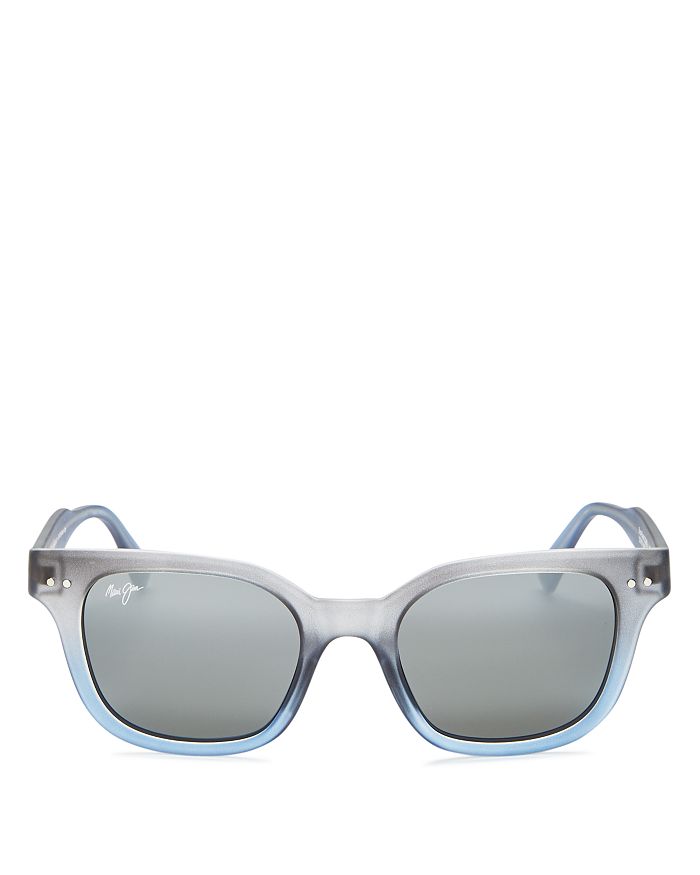 Maui Jim Shore Break 50mm Mirrored Polarizedplus2® Square Sunglasses In Matte Translucent Blue Gray/gray Gradient