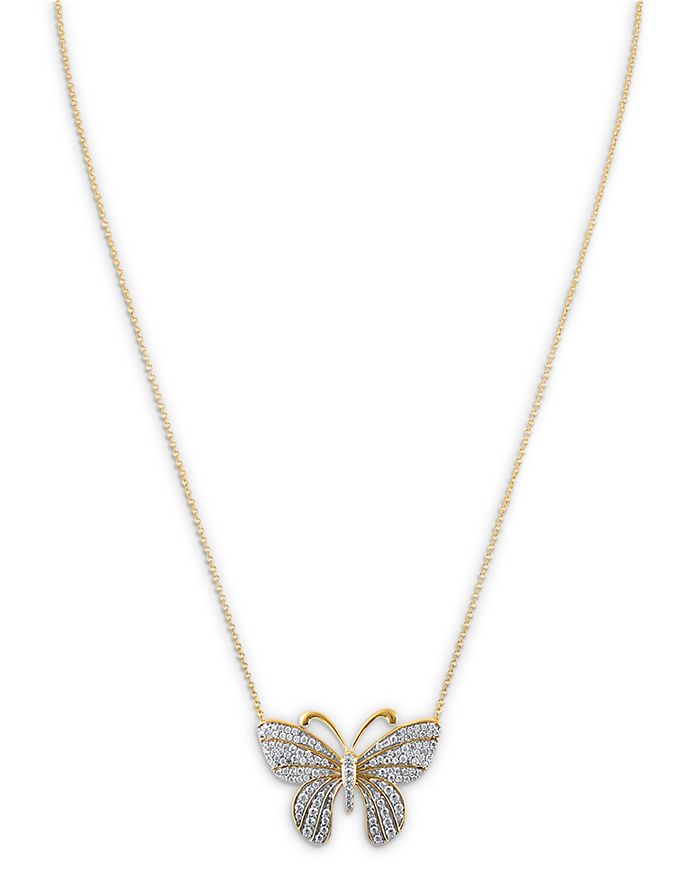 Bloomingdale's - Diamond Butterfly Pendant Necklace in 14K Yellow Gold, 0.65 ct. t.w. - 100% Exclusive