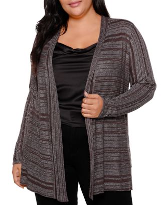 Belldini Plus Striped Metallic Cardigan | Bloomingdale's