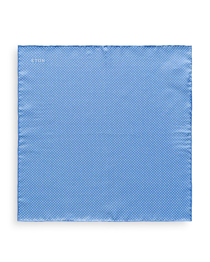 Shop Eton Polka Dot Silk Pocket Square In Blue
