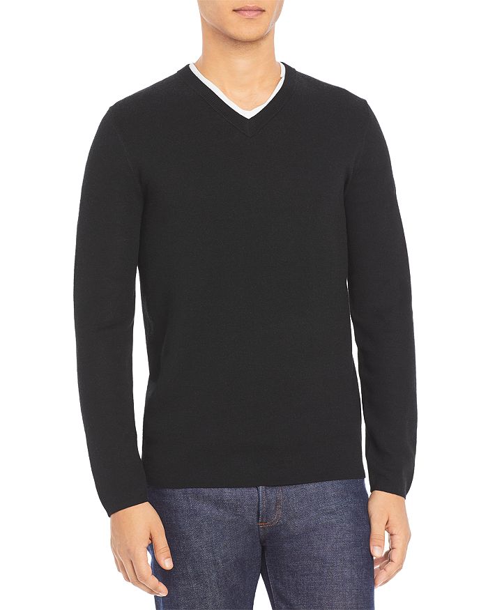 Theory Arnaud Erhart Wool V Neck Sweater In Black Multi