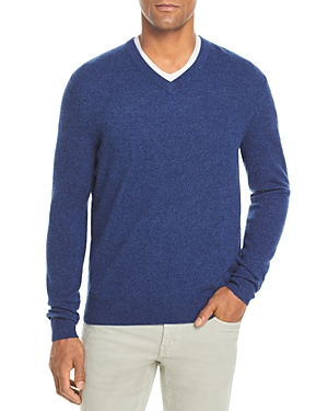 The Men's Store At Bloomingdale's Cashmere V-neck Sweater - 100% Exclusive In Ocean Blue