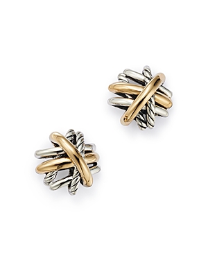 Photos - Earrings David Yurman Crossover Stud  with 18K Yellow Gold Gold/Silver E132 